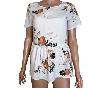 Emberley brand floral print peplum SZ S oversized blouse